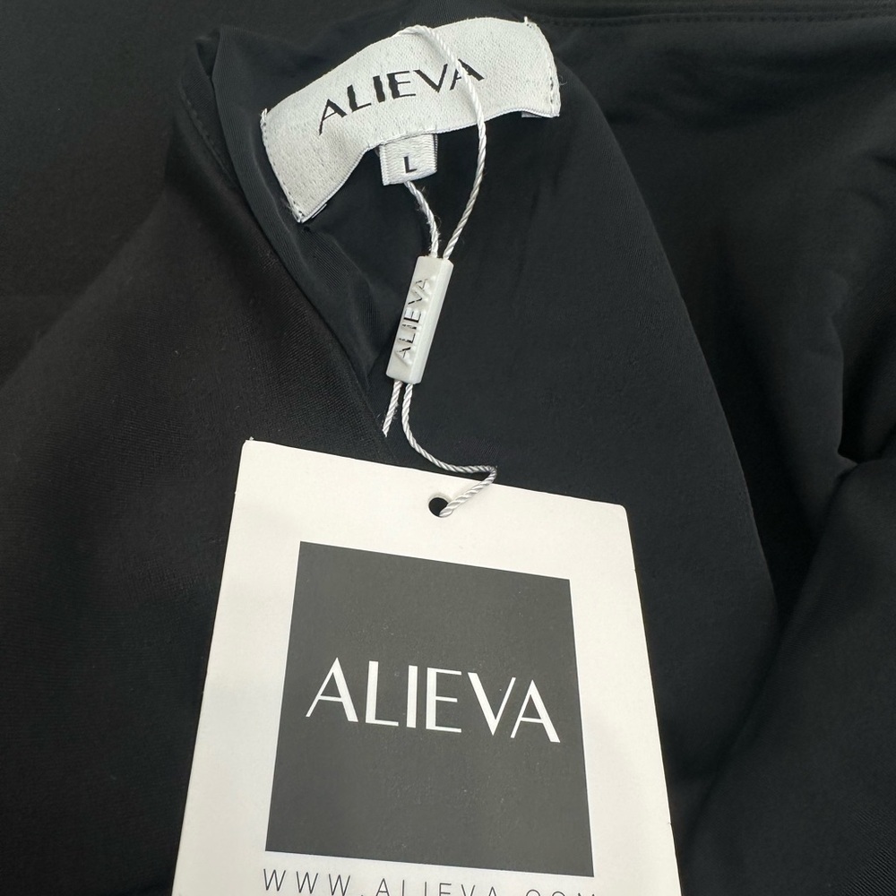 ALIAVA Lilux One Shoulder Modern Maxi Dress Black Formal Gown Size Large NWT - Picture 12 of 15